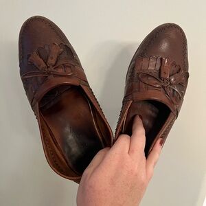 Johnston Murphy tassel loafers. Size 9 wide brown leather